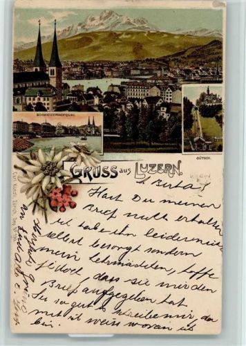 Luzern Lucerne Nr. 330 Gruss aus - gute Erhaltung AK Künzli 1905 Lithographie