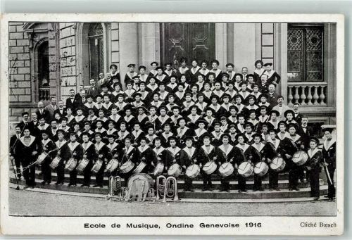 1200 Genève Genf 1915 Gebrauchsspuren Ecole de Musique 1916 AK