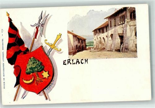 3235 Erlach Künstlerkarte Wappen sign. V. Attinger