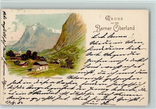 Grindelwald Gebr. Künzli . Gruss aus dem Berner Oberland Künzli 1904 Lithographie