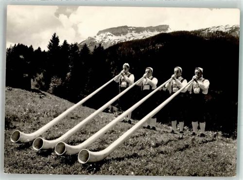 Hirschegg , Kleinwalsertal Bläser Alphorn Foto AK