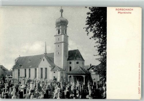 9400 Rorschach Foto AK Pfarr- Kirche Friedhorf