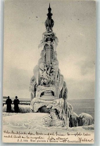 1200 Genève Genf 1906 Winter Denkmal Bise glaciale un Candelabre