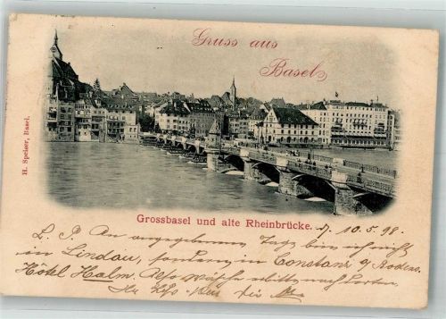 4000 Basel Bâle 1898 Foto AK Rheinbrücke Grossbasel