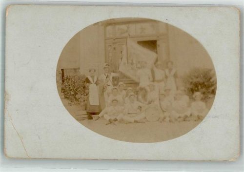 9042 Speicher 1911 Gebrauchsspuren Ort lt. Stempel Gruppenfoto