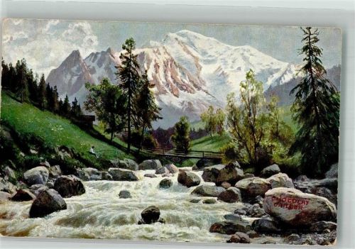 Werbung F.L. Cailler's Milch-Schokolade Angler am Wildbach im Hochgebirge Schokolade 1921 Werbe AK