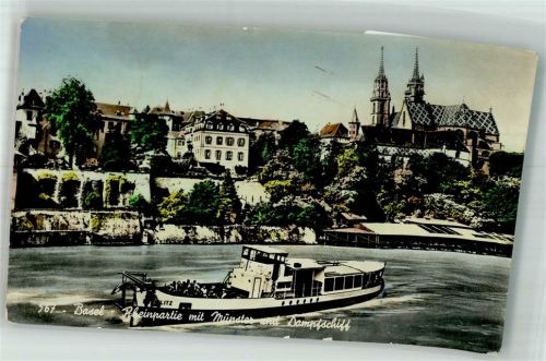 4000 Basel Bâle Gebrauchsspuren Rheinpartie Münster Dampfschiff