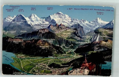 3800 Interlaken Foto AK Vogelschau Berner Oberland