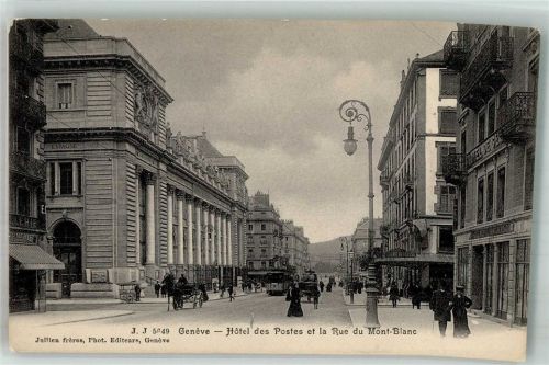 1200 Genève Genf Foto AK Postamt Rue de Mont-Blanc