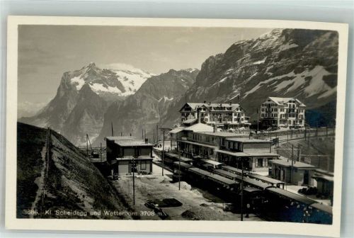 3823 Kleine Scheidegg Foto AK Bahnhof Hotel