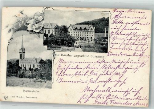 8374 Dussnang 1909 Gebrauchsspuren Marien- Kirche Haushaltungsschule Jahreswechsel