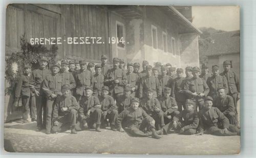 Grenzbesetzung 1914 Bataillon 35 IV Komp. Gruppenfoto Militär Schweiz Foto AK