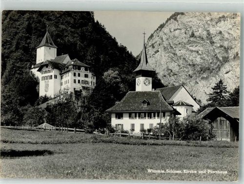 3752 Wimmis Foto AK Schloss Kirche Pfarrhaus Feldpost Mil. Kurse u,Schulen