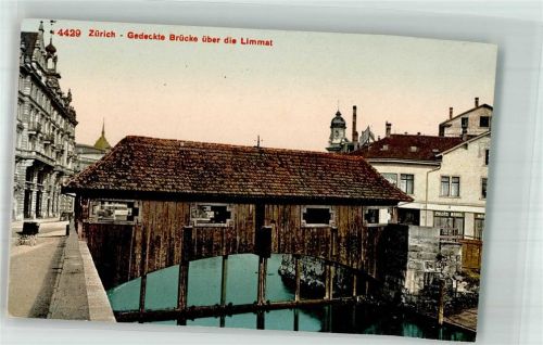 8000 Zürich Foto AK gedeckte Brücke über die Limmat