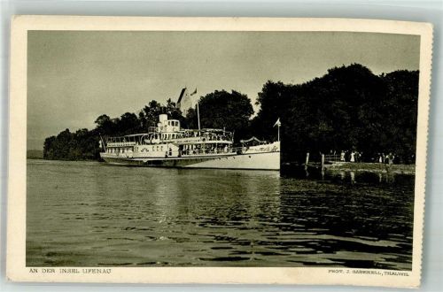 Ufenau Insel 1923 Foto AK Salondampfer Zürichsee Insel Ufenau