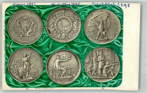 8750 Glarus Foto AK Medaillen Schützenfest Glarus Winterthur Neuchatel