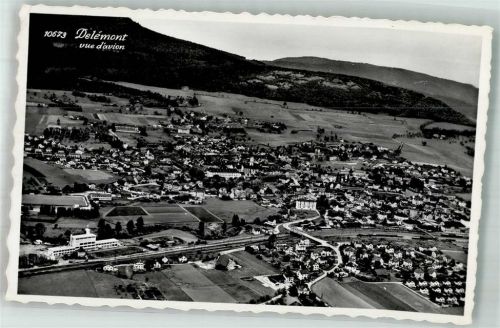 2800 Delémont Delsberg 1956 Foto AK Fliegeraufnahme