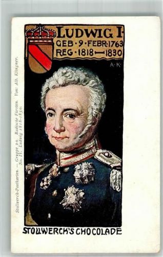 Gruppe 20 Badische Fürsten von Alb. Klingner Nr. IV Ludwig I Stollwerck Schokolade 1899