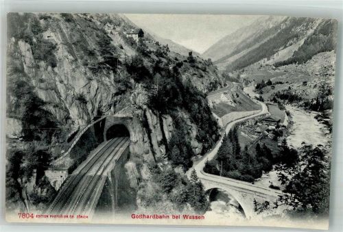 6484 Wassen UR Foto AK Gotthardbahn Tunnel