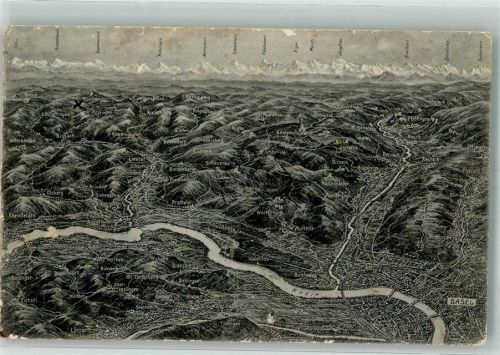 4000 Basel Bâle 1914 Gebrauchsspuren Vogelschau Feldpost Bataillon 136