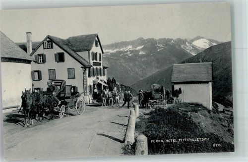 Furka Postkutsche Hotel Teifengletsch Postkutsche Schweiz Foto AK