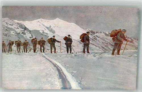 Schweizer Heer Proviantkolonne im Hochgebirge Militär Schweiz Winter