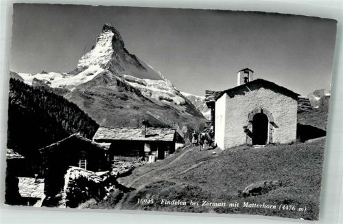 3920 Zermatt 1962 Foto AK Matterhorn Kirche Kapelle Findelen