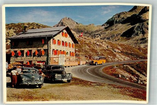Julier Postbus Gasthaus Julierpass Postkutsche Schweiz Foto AK