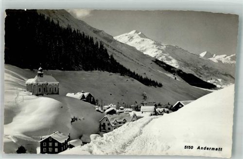 6490 Andermatt 1960 Winter Kirche