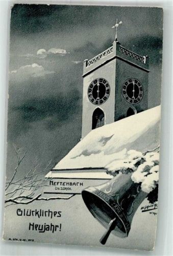 8413 Neftenbach 1910 Winter Kirche Kirchenglocke Neujahr