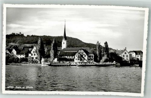 8260 Stein am Rhein 1966 Foto AK Kirche Dampfschiff S/S Rhein