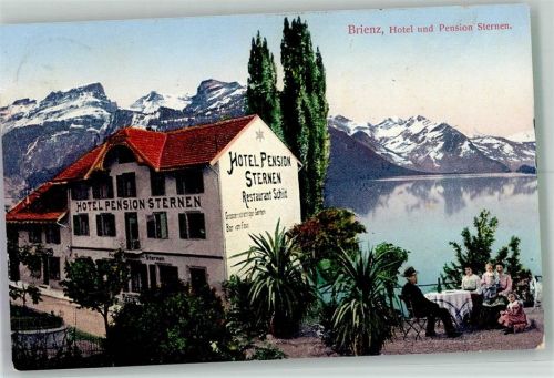 3855 Brienz BE 1909 Foto AK Hotel Pension Sternen