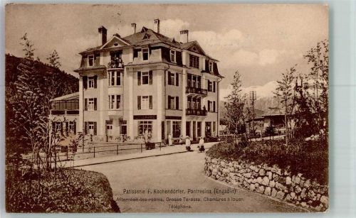 7504 Pontresina 1909 Foto AK Cafe Patisserie Kochendörfer