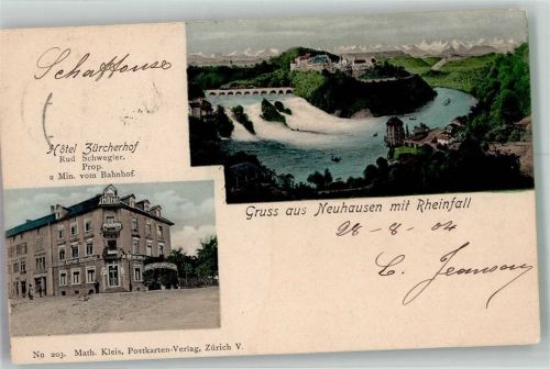 8212 Neuhausen am Rheinfall 1904 Foto AK Hotel Zürcherhof Rheinfall