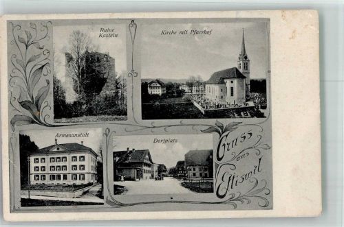 6218 Ettiswil Gebrauchsspuren Burg Ruine Kasteln Kirche Pfarrhof Armenanstalt Dorfplatz Feldpost Dragoner Schwadr. 14