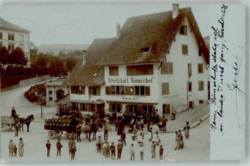 8000 Zürich 1901 Gebrauchsspuren Gasthaus Römerhof Neumünster Bierwagen repariert