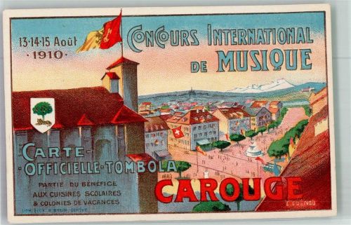 1227 Carouge GE La Praille Lithographie Concours Internsational de Musique 1910
