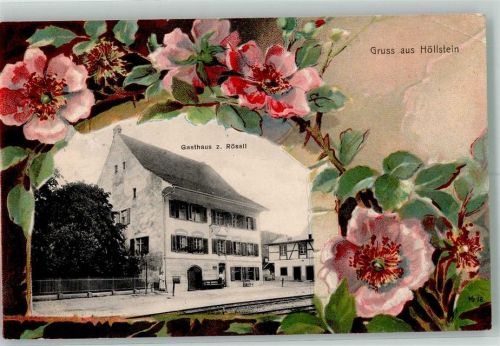 4434 Hölstein 1901 Gebrauchsspuren Gasthaus zum Rössli Blumen Rosen