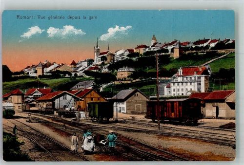 Romont BE Bahnhof Eisenbahnwaggons Bahnhof Schweiz Foto AK