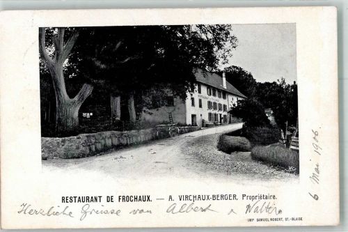 2088 Cressier NE 1906 Foto AK Gasthaus de Frochaux