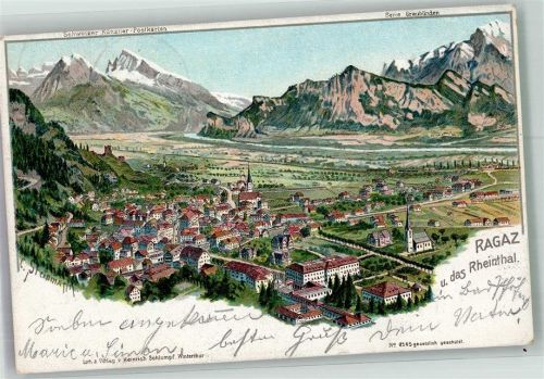 7310 Bad Ragaz 1901 Lithographie Rheintal