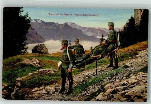 Transport da blesses Verwundetentransport Militär Schweiz 1914