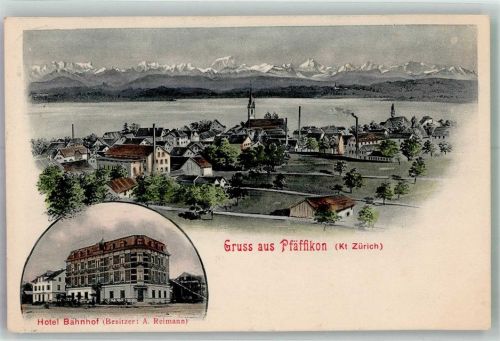 8330 Pfäffikon ZH 1908 Foto AK Hotel Bahnhof