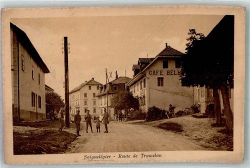 2350 Saignelégier 1920 Foto AK Cafe Route de Tramelan