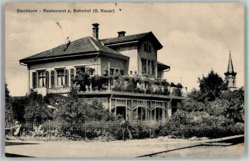 8266 Steckborn Foto AK Gasthaus zum Bahnhof