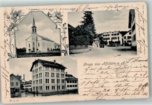 8910 Affoltern am Albis 1903 Foto AK Kirche Straße