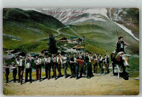 Der Landsturm Vorrücken Kuh Akkordeon Dr. Trenkler u. Co. Series 1376 Motiv Schweiz