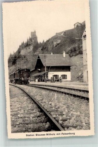 Blausee Foto AK Bahnhof Eisenbahn Felsen- Burg