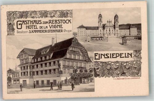 8840 Einsiedeln 1926 Foto AK Gasthaus zum Rebstock Hotel
