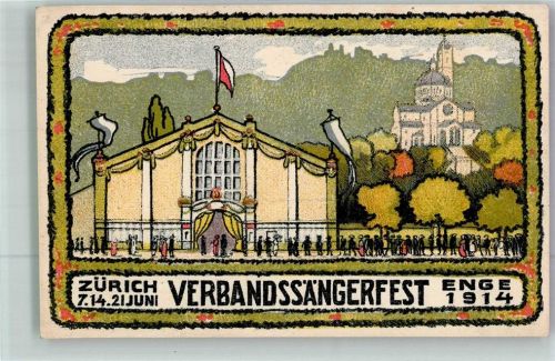 8000 Zürich Künstlersteindruck Verbands- Sängerfest 1914 Enge